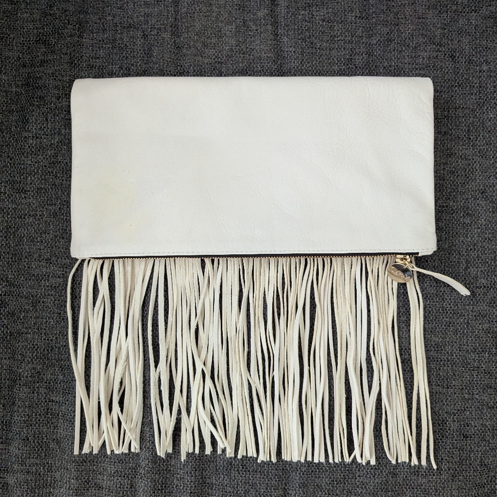 Clare V. Fringe Foldover Clutch